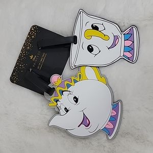 Disney Rubber Beauty & the Beast Mrs Potts & Chip Luggage Tag Set